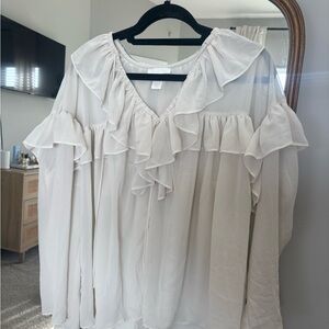 H&M Cream Ruffle Blouse